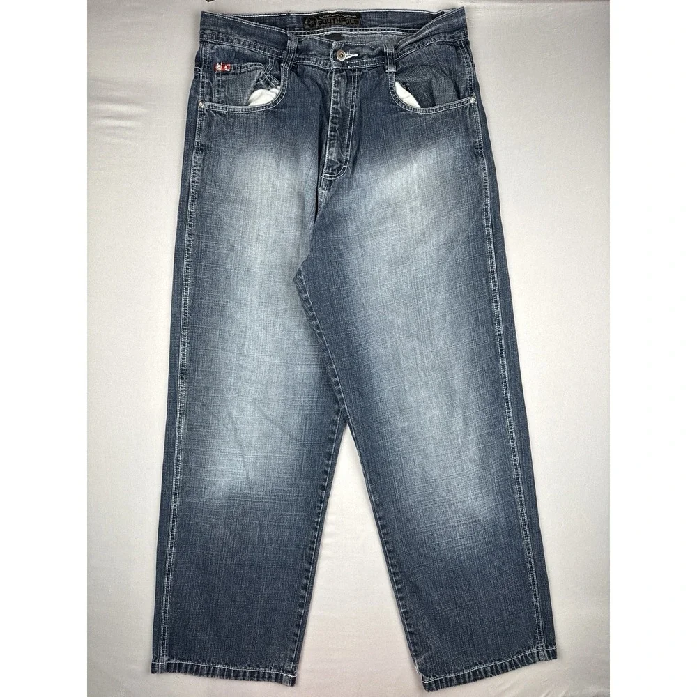 Vintage Y2K Southpole 3180 Baggy Jeans 34x32 Red Tab Wide Leg Denim Skater